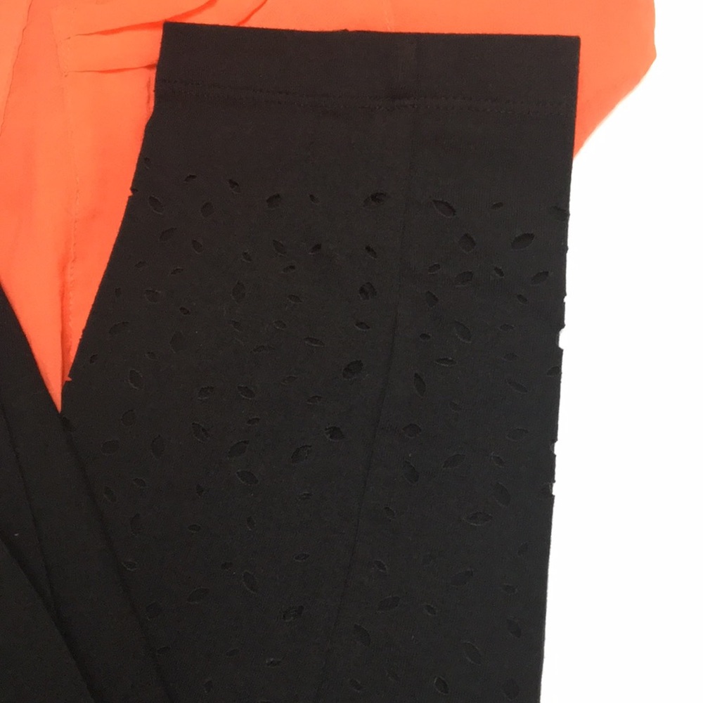 NEW- Black Eyelet Leggings Sz 14/16